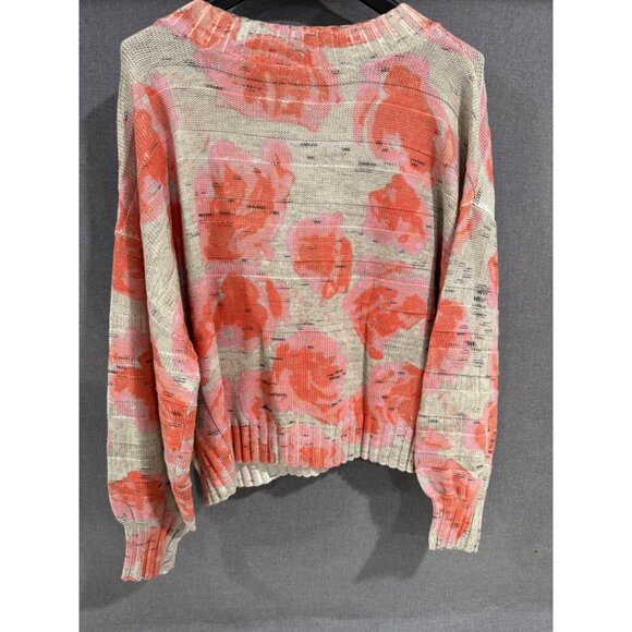 Nic+Zoe Mindfully Made Pink Multi Floral Print Knit Sweater XXL Ribbed - Picture 2 of 5